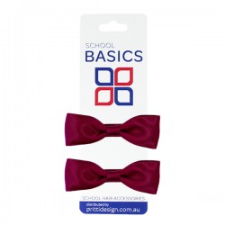 Maroon Pixie Satin bows  on clips Pair - 10 per pack