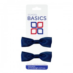 Navy Pixie Satin bows  on clips Pair - 10 per pack