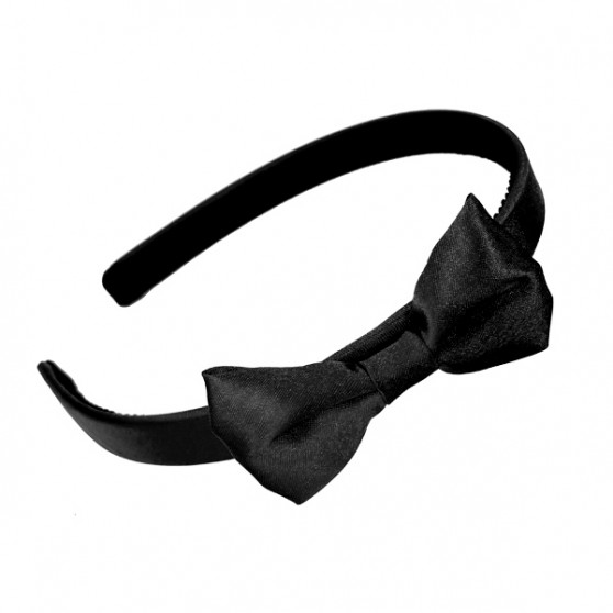 Black Basics Satin Bow Headband